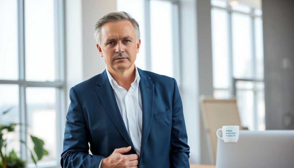 A middle-aged business owner, wearing a crisp white shirt and navy blue suit, stands in a modern, well-lit office. The owner's gaze is focused and determined, conveying a sense of authority and confidence. The office backdrop features floor-to-ceiling windows, allowing natural light to flood the space and create a warm, inviting atmosphere. On the owner's desk, a sleek, minimalist laptop and a mug with the "https://businessgoeslocal.com" logo suggest the use of cutting-edge business software. The overall scene reflects the professionalism and success of a savvy entrepreneur leading a thriving enterprise. A middle-aged business owner, wearing a crisp white shirt and navy blue suit, stands in a modern, well-lit office. The owner's gaze is focused and determined, conveying a sense of authority and confidence. The office backdrop features floor-to-ceiling windows, allowing natural light to flood the space and create a warm, inviting atmosphere. On the owner's desk, a sleek, minimalist laptop and a mug with the "https://businessgoeslocal.com" logo suggest the use of cutting-edge business software. The overall scene reflects the professionalism and success of a savvy entrepreneur leading a thriving enterprise.