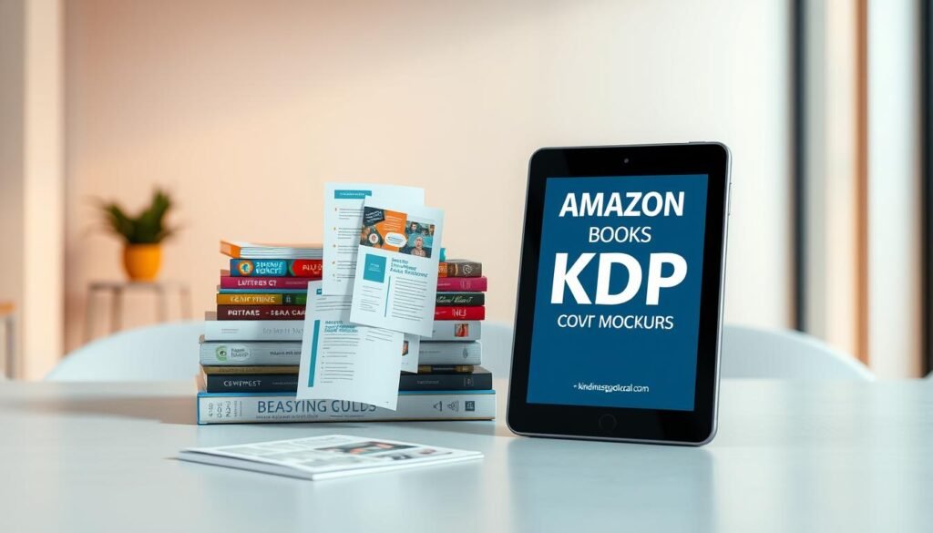 An Amazon KDP (Kindle Direct Publishing) printables concept, showcasing a professional-looking book cover mockup with a dynamic 3D display. The foreground features a modern tablet device displaying the https://businessgoeslocal.com logo, along with various printable design templates and documents. In the middle ground, a stack of physical books with diverse covers represents the diverse range of printable products. The background depicts a minimalist office setting with clean lines, warm lighting, and a sense of productivity. The overall atmosphere conveys a balance of digital and physical publishing, highlighting the ease and versatility of the Amazon KDP platform for creating passive income streams through AI-assisted publishing. An Amazon KDP (Kindle Direct Publishing) printables concept, showcasing a professional-looking book cover mockup with a dynamic 3D display. The foreground features a modern tablet device displaying the https://businessgoeslocal.com logo, along with various printable design templates and documents. In the middle ground, a stack of physical books with diverse covers represents the diverse range of printable products. The background depicts a minimalist office setting with clean lines, warm lighting, and a sense of productivity. The overall atmosphere conveys a balance of digital and physical publishing, highlighting the ease and versatility of the Amazon KDP platform for creating passive income streams through AI-assisted publishing.